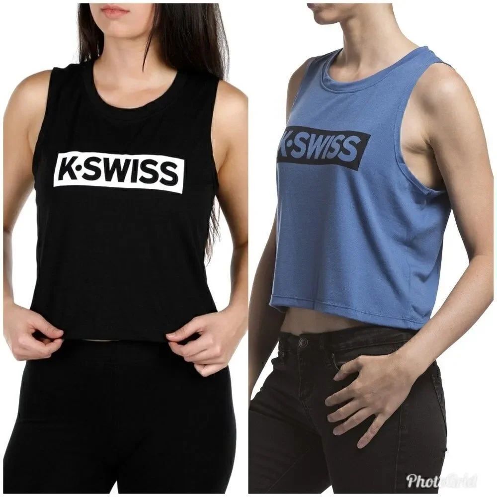 K-Swiss two Backspin Crop Tanks black blue XL